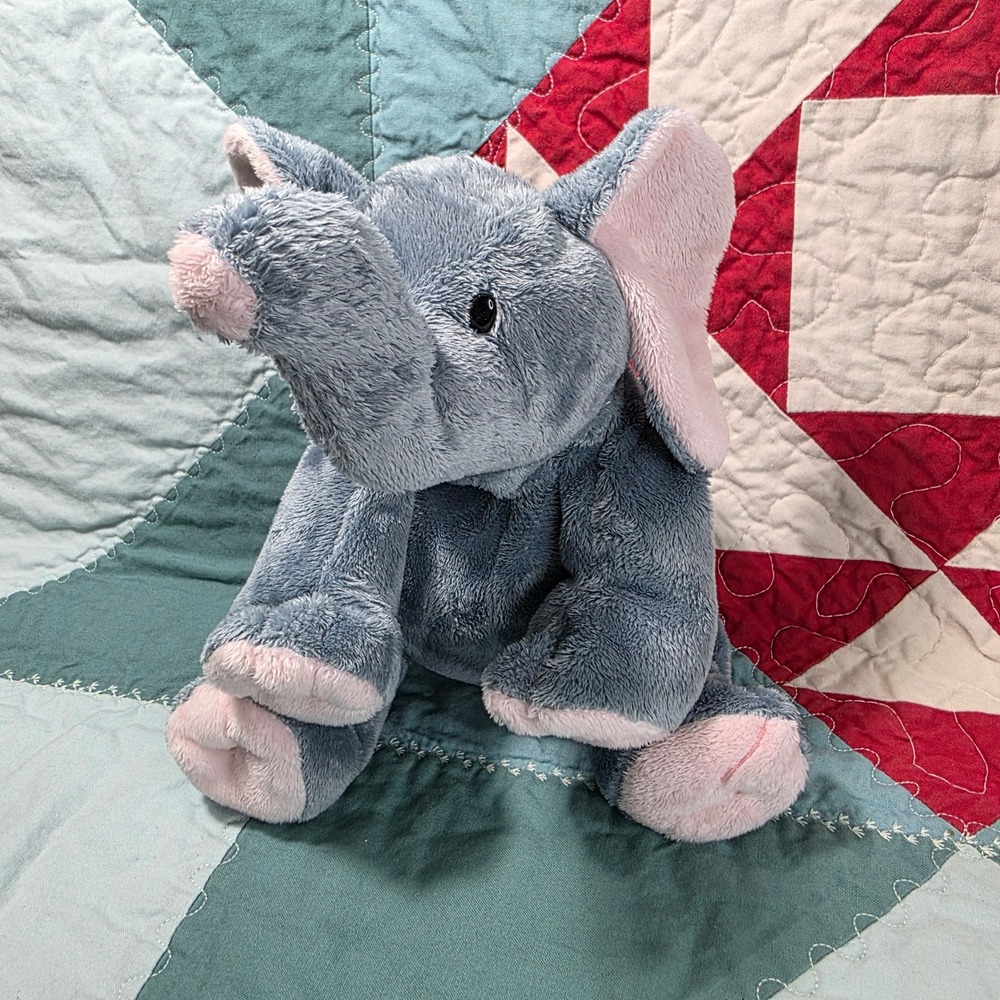Ty Pluffies Winks Elephant Kids Medium Blue Pink Soft Plush Stuffed Animal